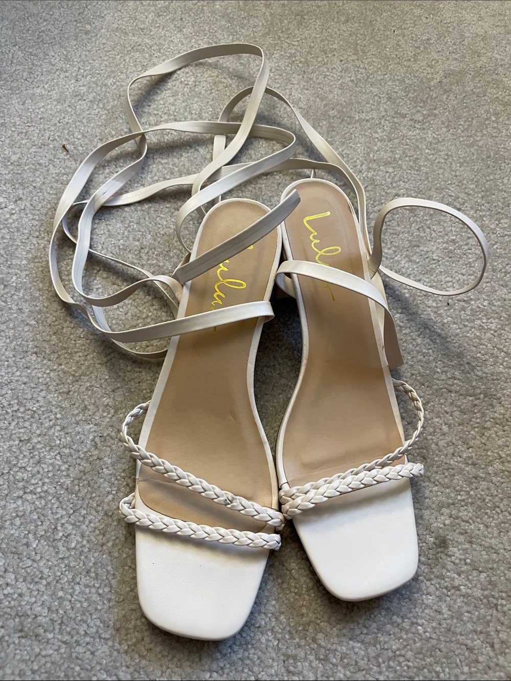 Lulus -Lace-Up Braided Strap Women's Sandals - White